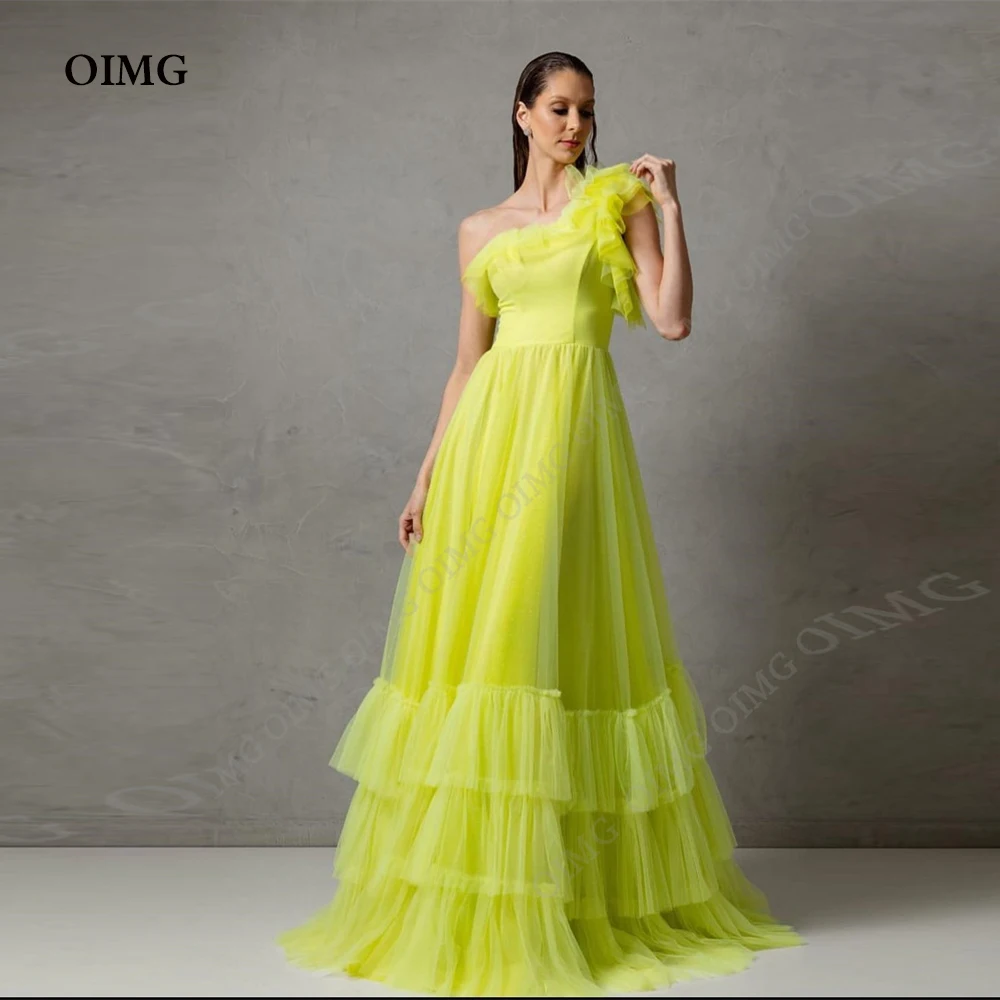 OIMG Green Tulle Prom Dresses One Shoulder A Line Tiered Formal Evening Gown Sleeveless Custom Made Prom Gowns Vestidos De Gal
OIMG Green Tulle Prom Dresses One Shoulder A Line Tiered Formal Evening Gown Sleeveless Custom Made Prom Gowns Vestidos De Gal