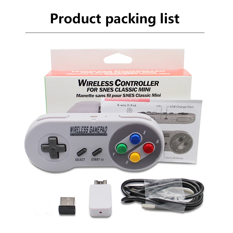 2 Reciever Wireless Colorful Button 2.4G Game Controller Joypad Joystick ByBluetooth for SNES Super Classic MINI Gamepad for PC
2 Reciever Wireless Colorful Button 2.4G Game Controller Joypad Joystick ByBluetooth for SNES Super Classic MINI Gamepad for PC