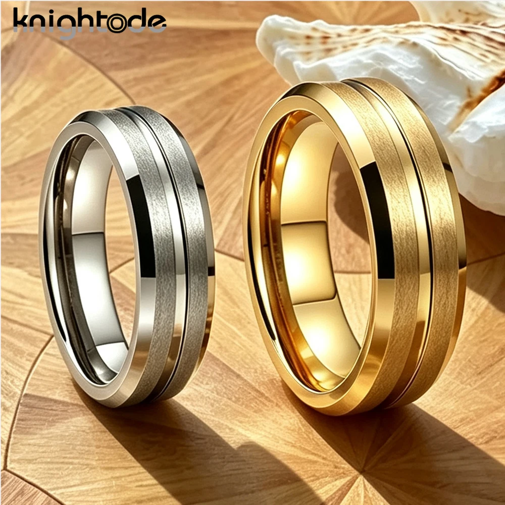 Couple Rings for Men And Women Tungsten Steel 6mm/8mm Width Matte And Polished Grooved Wedding Bands Comfort Fit Promise Ring
Couple Rings for Men And Women Tungsten Steel 6mm/8mm Width Matte And Polished Grooved Wedding Bands Comfort Fit Promise Ring