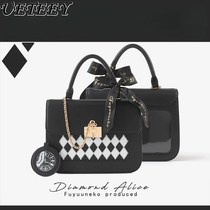 Japanese Style Original Mini Messenger Bag Ribbon Lolita Sweet and Cute Girl Versatile Cosmetic Bags Black White Handbag
Japanese Style Original Mini Messenger Bag Ribbon Lolita Sweet and Cute Girl Versatile Cosmetic Bags Black White Handbag