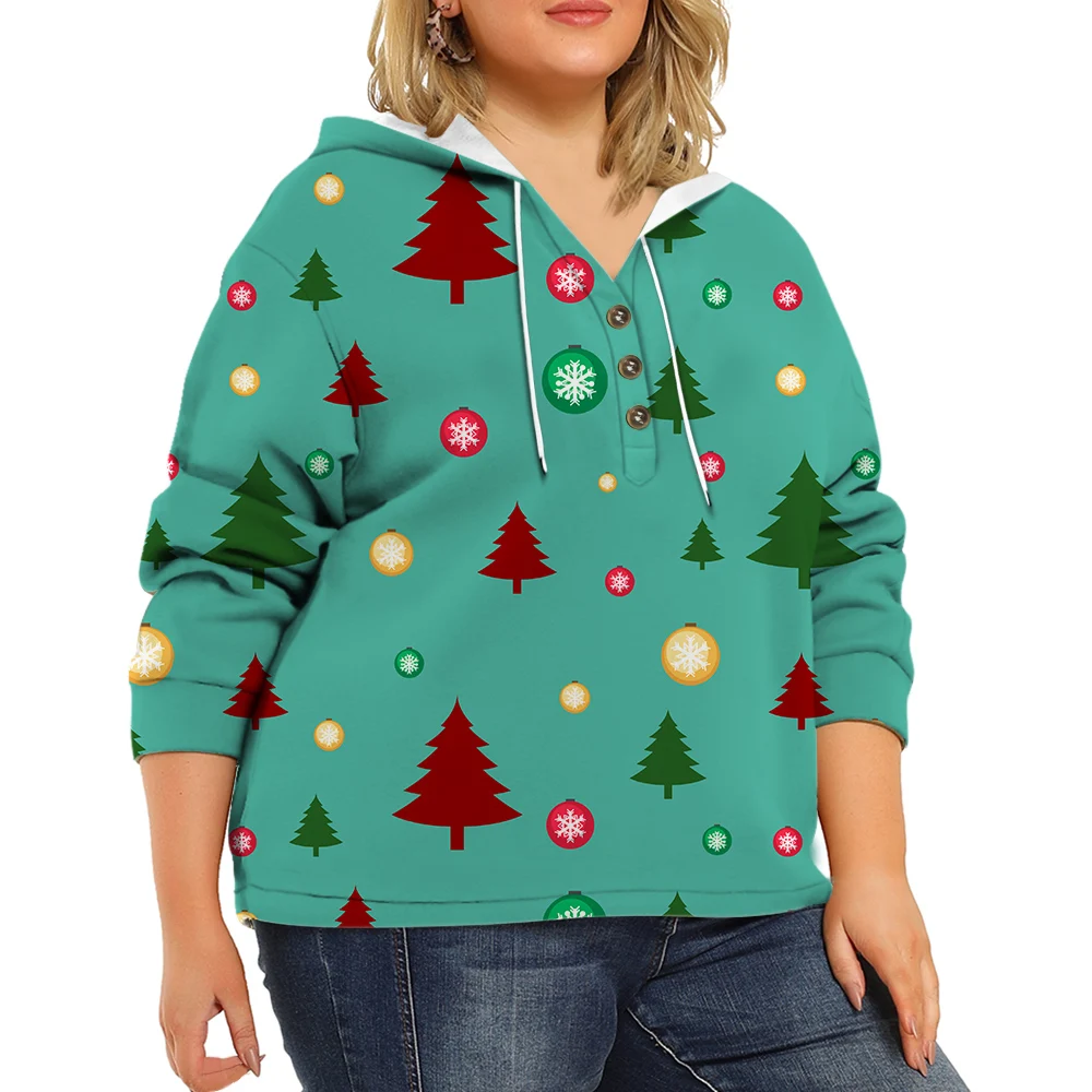 CLOOCL Women Hoodie V-neck Pullover Long Sleeve Loose Casual Hooded Tops Coloured Lights Christmas Tree Print Sweatshirt Femme
CLOOCL Women Hoodie V-neck Pullover Long Sleeve Loose Casual Hooded Tops Coloured Lights Christmas Tree Print Sweatshirt Femme