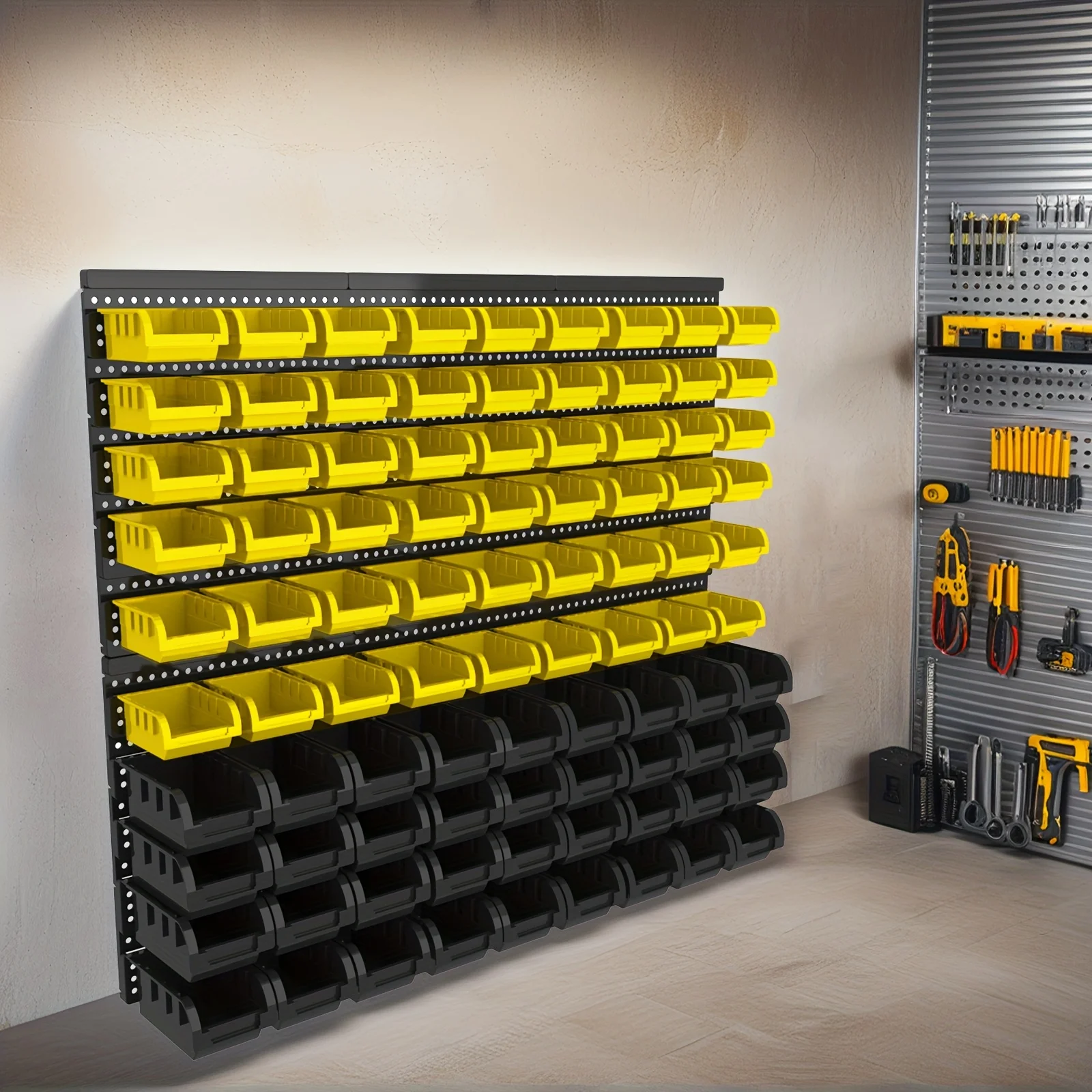 90pcs Adjustable Wall-Mount Plastic Storage Bins | Garage Tool Organizer | Organize Screws/Bolts/Nuts & Small Parts for Home/Shop/Garage
90pcs Adjustable Wall-Mount Plastic Storage Bins | Garage Tool Organizer | Organize Screws/Bolts/Nuts & Small Parts for Home/Shop/Garage