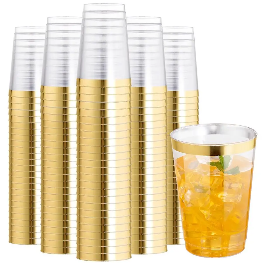 200 Pack 12 oz Gold Plastic Cups, Clear Disposable Cups, Disposable Plastic Wine Glasses Cocktail Glasses Premium Cups with Gold
200 Pack 12 oz Gold Plastic Cups, Clear Disposable Cups, Disposable Plastic Wine Glasses Cocktail Glasses Premium Cups with Gold