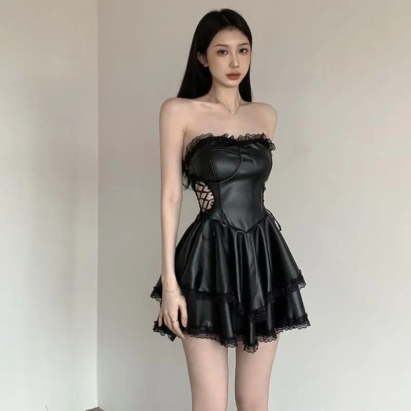 2026 Fashion New Women's Elegant Sexy Hot Girl Dark One Shoulder Strapless Leather Dress Lace Edge Mini Strap Dress
2026 Fashion New Women's Elegant Sexy Hot Girl Dark One Shoulder Strapless Leather Dress Lace Edge Mini Strap Dress