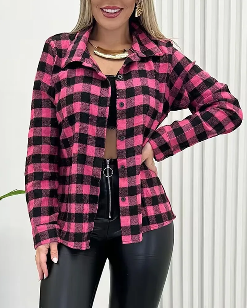 Women's Shirts Button-Up Classic Plaid Casual Long Sleeve Spring Autumn Lady Tops
Women's Shirts Button-Up Classic Plaid Casual Long Sleeve Spring Autumn Lady Tops
