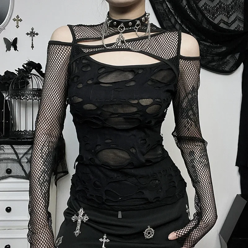 Black Gothic O Neck Spliced Long Sleeve Shirts American Harajuku American Vintage Tops Y2k Aesthetic Hollow Out Punk Clothes
Black Gothic O Neck Spliced Long Sleeve Shirts American Harajuku American Vintage Tops Y2k Aesthetic Hollow Out Punk Clothes