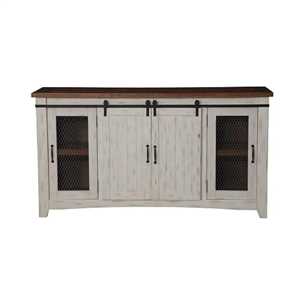 70" Rustic TV Stand with Adjustable Shelves and Cable Management Antique White & Distressed Pine Wood Metal Mesh Doors Ideal TVs
70" Rustic TV Stand with Adjustable Shelves and Cable Management Antique White & Distressed Pine Wood Metal Mesh Doors Ideal TVs