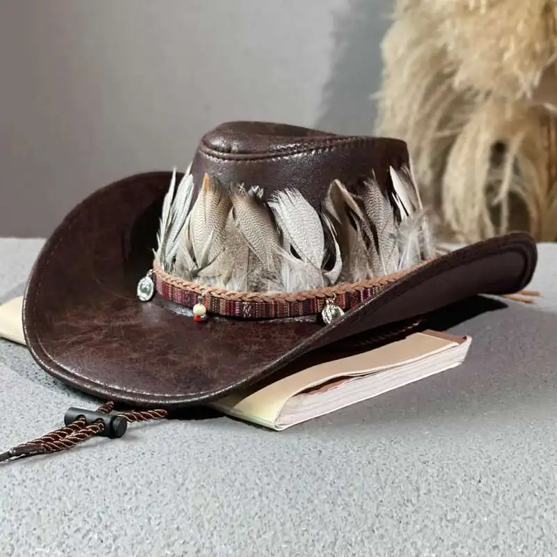 Feather Tattered Leather Ethnic Style Western Cowboy For Men And Women All Year Round Outdoor Sunshade Tibetan Jazz Hat
Feather Tattered Leather Ethnic Style Western Cowboy For Men And Women All Year Round Outdoor Sunshade Tibetan Jazz Hat