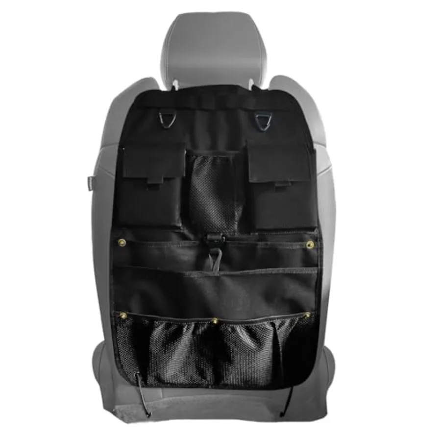 Car Seat Back Organizer with Multiple Storage Pockets, Black Mesh and Fabric, Universal Fit
Car Seat Back Organizer with Multiple Storage Pockets, Black Mesh and Fabric, Universal Fit