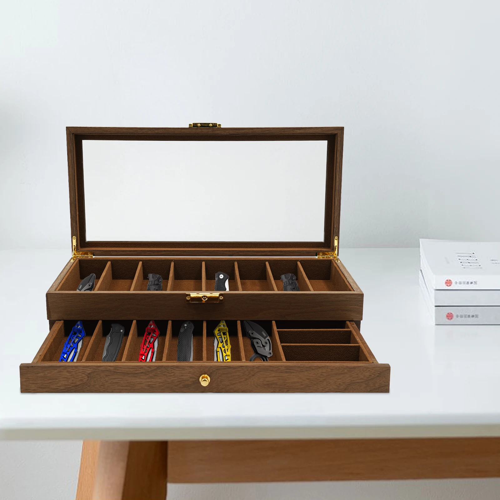 2-Tier Knife Display Case 17 Compartments Knife Storage Box Knife Display Case Organizer for Storing Knives
2-Tier Knife Display Case 17 Compartments Knife Storage Box Knife Display Case Organizer for Storing Knives