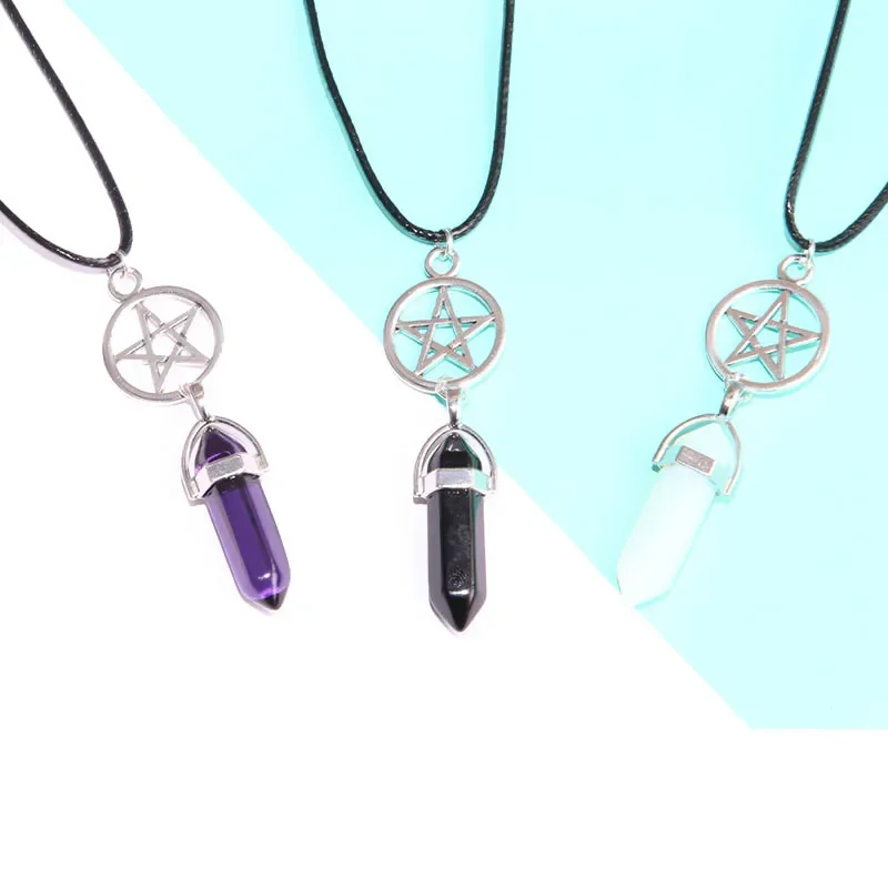12pcs/lot Pentagram and Crystal Necklace Wiccan Pagan Jewellery Opalite Moonstone Crystal Spiritual Choker
12pcs/lot Pentagram and Crystal Necklace Wiccan Pagan Jewellery Opalite Moonstone Crystal Spiritual Choker