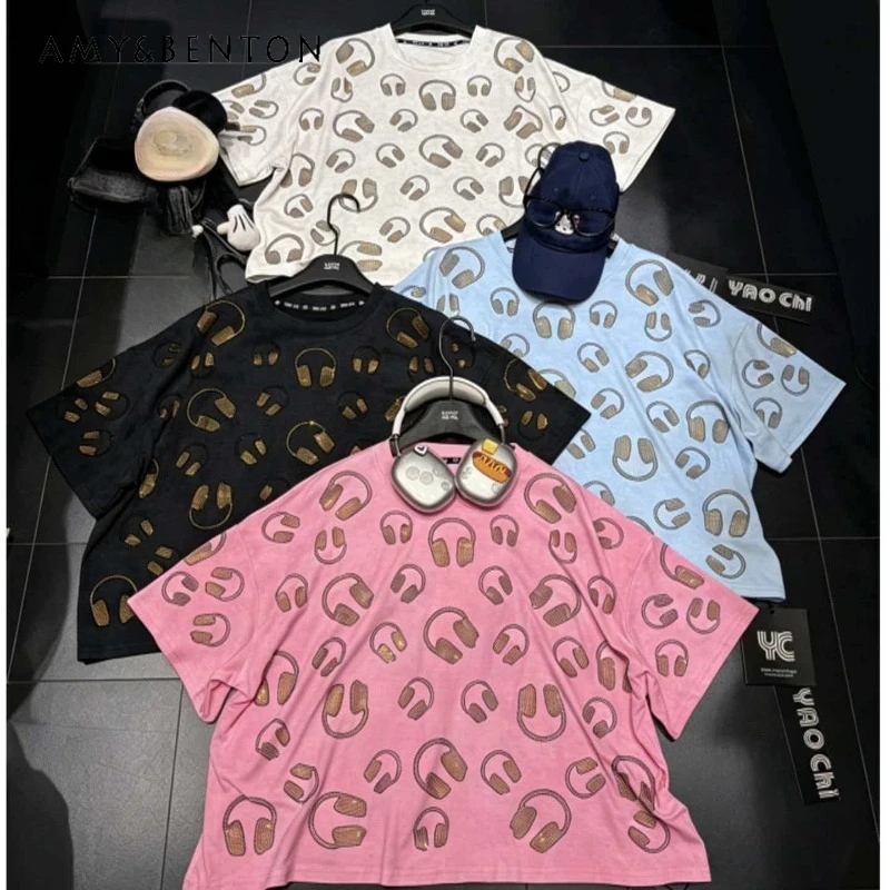 2026 Summer New Oversized Short Sleeves T-shirt Luxury Heavy Craft Diamond Drills Fashion American Style Women's Casual Top Tees
2026 Summer New Oversized Short Sleeves T-shirt Luxury Heavy Craft Diamond Drills Fashion American Style Women's Casual Top Tees