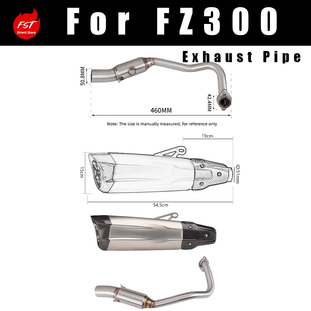 Stainless Steel Header Pipe K148 + 174 Carbon Fiber Muffler for Motorcycle Exhaust Modification, Fits FZ300 FZ300
Stainless Steel Header Pipe K148 + 174 Carbon Fiber Muffler for Motorcycle Exhaust Modification, Fits FZ300 FZ300