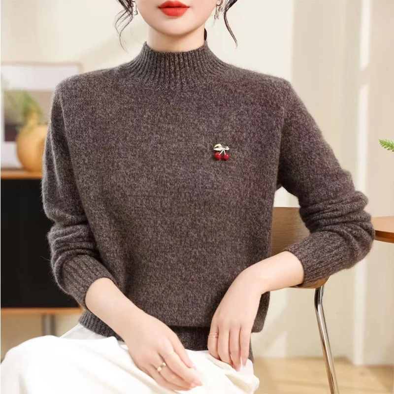 Women's Knitted Sweater Inner Wear Half High Collar Long Sleeve Autumn Winter Style Casual Comfortable Loose Fit Fashionable
Women's Knitted Sweater Inner Wear Half High Collar Long Sleeve Autumn Winter Style Casual Comfortable Loose Fit Fashionable