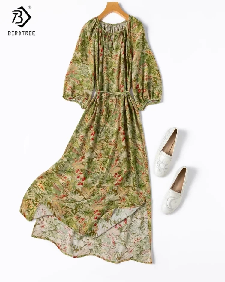 Birdtree Women's 100% Mulberry Silk Dress,Printing Bubble Three-Quarters Sleeve Loose Slit Dress,Vacation Style 2025 D55628JF
Birdtree Women's 100% Mulberry Silk Dress,Printing Bubble Three-Quarters Sleeve Loose Slit Dress,Vacation Style 2025 D55628JF