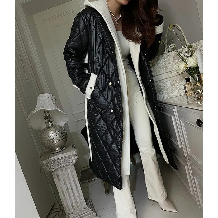 Women's Chic Loose Fit Long Coat Winter Jaet Korean Sle Belted Waist Design Sense Mosaic Connection Hat Design Cotton Out...
Women's Chic Loose Fit Long Coat Winter Jaet Korean Sle Belted Waist Design Sense Mosaic Connection Hat Design Cotton Out...