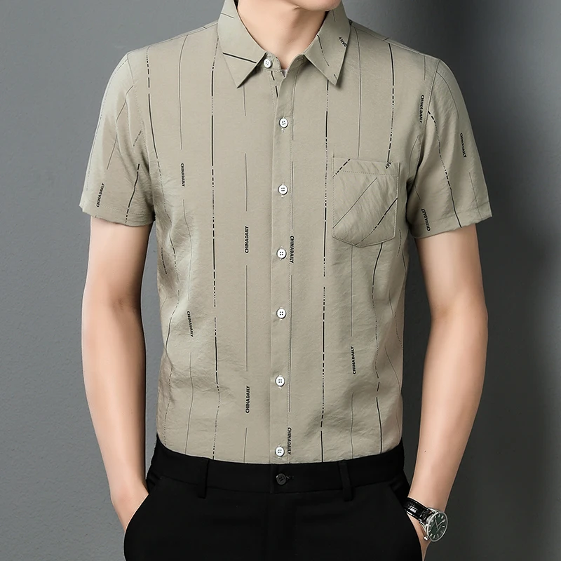 Viscose Blends Striped Print Shirts For Men Short Sleeve Fashion Summer Quality Breathable All Match Oversized Camisas De Hombre
Viscose Blends Striped Print Shirts For Men Short Sleeve Fashion Summer Quality Breathable All Match Oversized Camisas De Hombre