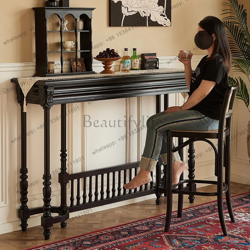 Solid wood American retro entrance table small apartment decorative table small bar counter engraving
Solid wood American retro entrance table small apartment decorative table small bar counter engraving