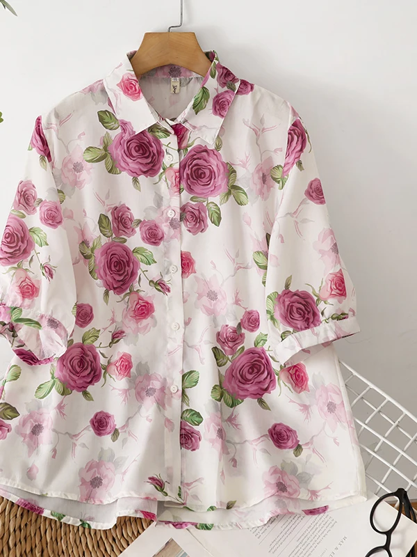 Summer Thin Floral Print Shirt Women's Loose Fit Breathable Comfortable Large Size Color Scheme Trendy Casual Top
Summer Thin Floral Print Shirt Women's Loose Fit Breathable Comfortable Large Size Color Scheme Trendy Casual Top