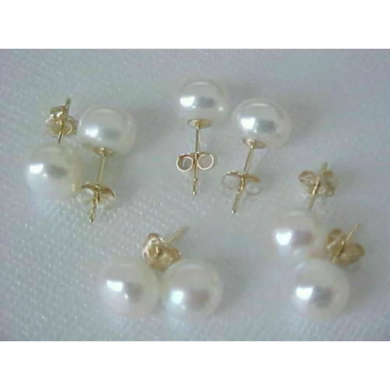 4 Pairs of Natural White AAA 9.5-10mm Natural Akoya Pearl Women's Stud Earrings 14K Gold
4 Pairs of Natural White AAA 9.5-10mm Natural Akoya Pearl Women's Stud Earrings 14K Gold