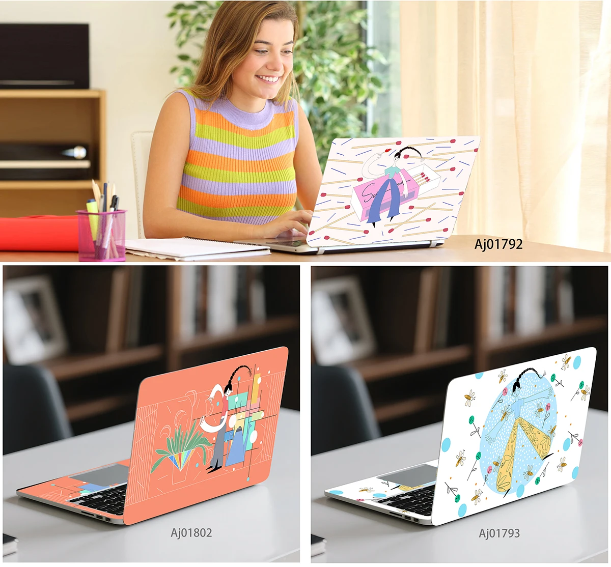 Modern Abstract Figure Hand Drawn Style Laptop Skin, Hourglass Pink Tone Cartoon Waterproof Anti-wear Laptop Cover Decal
Modern Abstract Figure Hand Drawn Style Laptop Skin, Hourglass Pink Tone Cartoon Waterproof Anti-wear Laptop Cover Decal