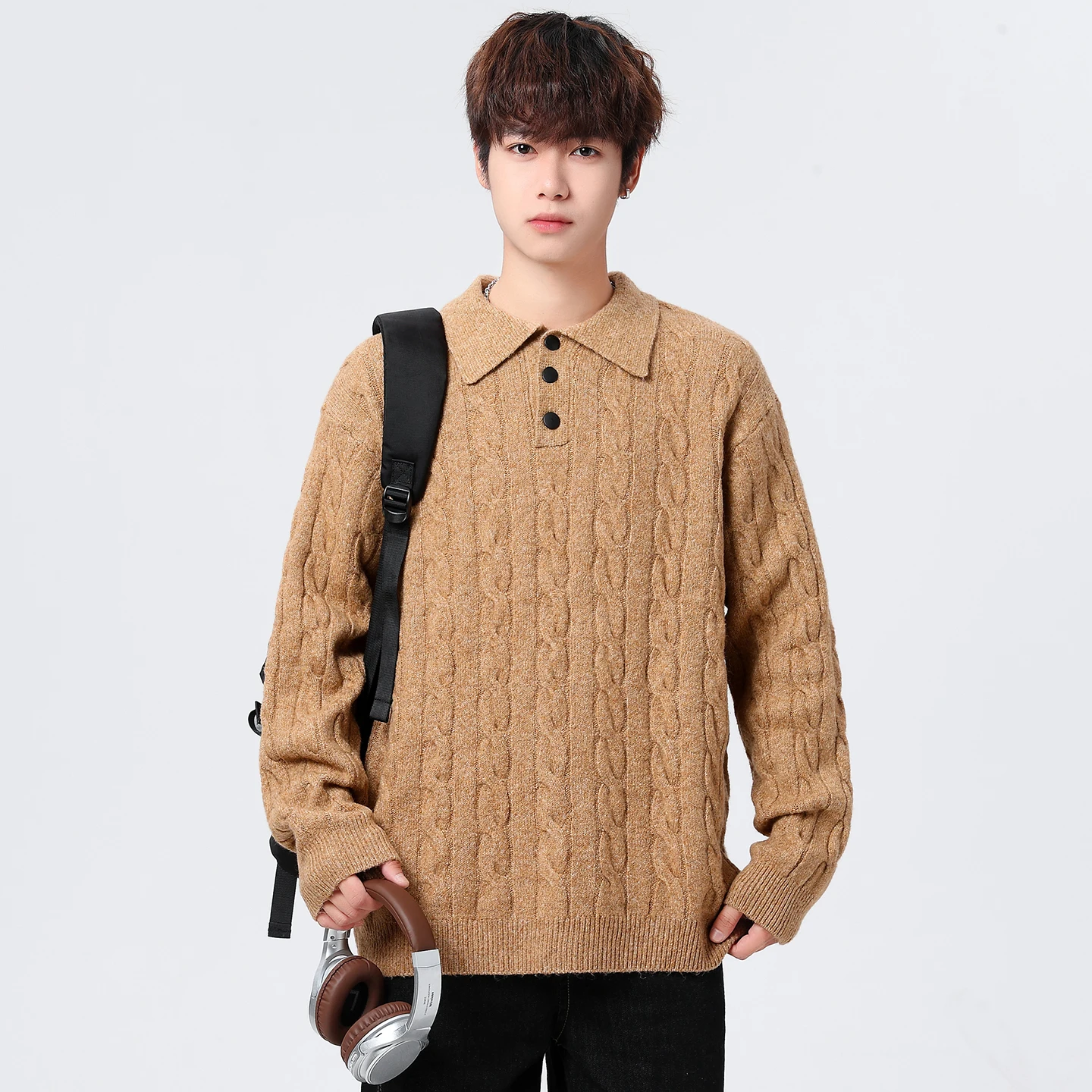 Мужской утепленный вязаный свитер с узором «косы», свободный крой, отложной воротник, зимний повседневный, из смесового полиэстера
Мужской утепленный вязаный свитер с узором «косы», свободный крой, отложной воротник, зимний повседневный, из смесового полиэстера