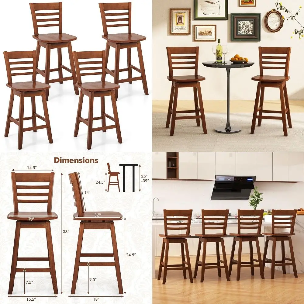 Bar Stools Set of 4, 24.5 Inch Swivel Counter Height Bar Chairs with Hollow Backrest amp Contoured Seat, with Footrest for Kitc
Bar Stools Set of 4, 24.5 Inch Swivel Counter Height Bar Chairs with Hollow Backrest amp Contoured Seat, with Footrest for Kitc