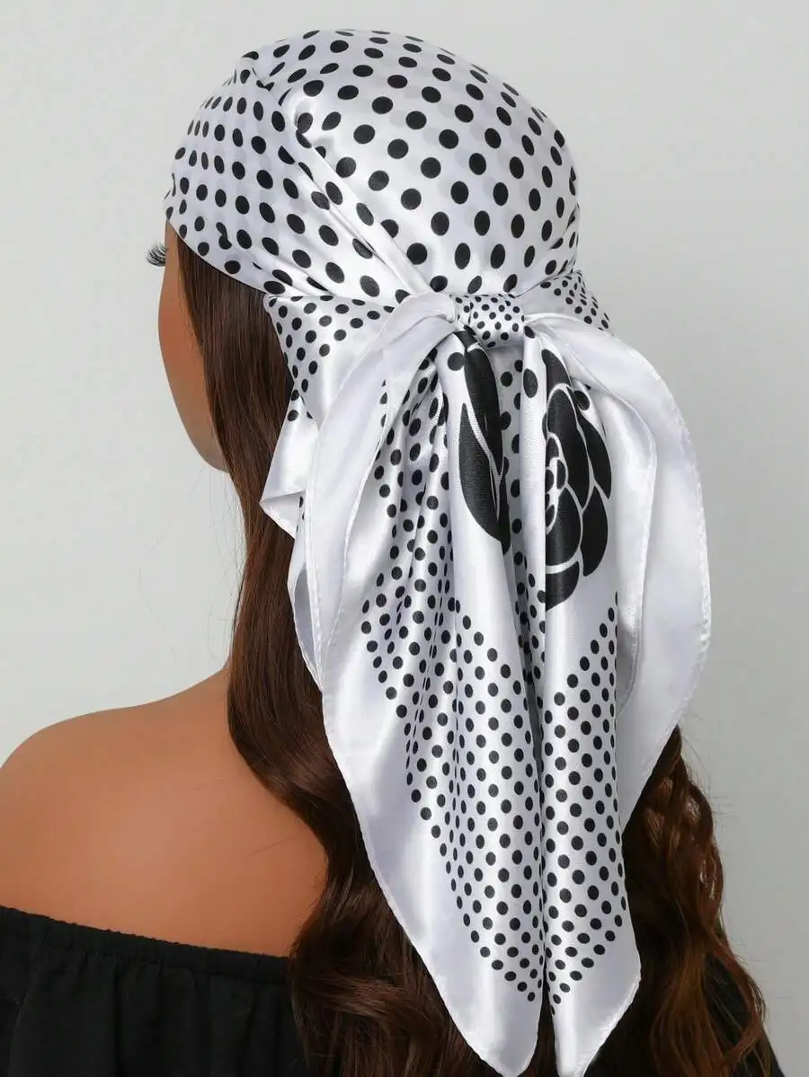 Luxurious 90x90cm Square Scarf For Women, Polka Dot Floral Print Shawl Wrap, All Season Fashion Accessory
Luxurious 90x90cm Square Scarf For Women, Polka Dot Floral Print Shawl Wrap, All Season Fashion Accessory