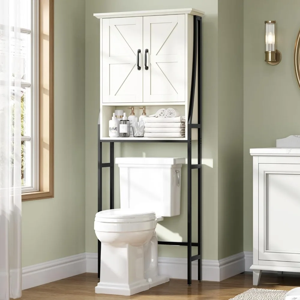 Above Toilet Storage Cabinet with Barn Doors Behind Toilet Bathroom Organizer Over-The-Toilet Cabinet (Cream White)
Above Toilet Storage Cabinet with Barn Doors Behind Toilet Bathroom Organizer Over-The-Toilet Cabinet (Cream White)