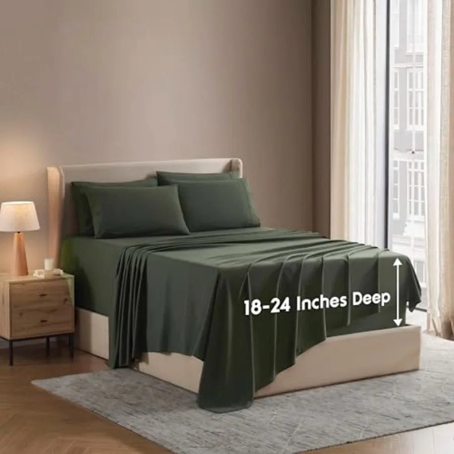 Комплект постельного белья Extra Deep Sheet Set из 6 предметов: дышащие и охлаждающие простыни, роскошный гостиничный комплект с глубокими карманами (6 дюймов), легко и надежно фиксируются на кровати.
Комплект постельного белья Extra Deep Sheet Set из 6 предметов: дышащие и охлаждающие простыни, роскошный гостиничный комплект с глубокими карманами (6 дюймов), легко и надежно фиксируются на кровати.