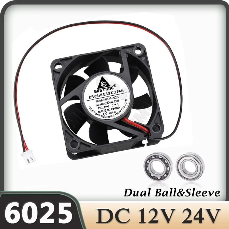 Gdstime 6025 60MM Fan DC 24V 12V PC Case Fan 60x60x25MM Computer Cooling Fan 2PIN Dual Ball/Sleeve Bearing Axial Fan CPU Cooler
Gdstime 6025 60MM Fan DC 24V 12V PC Case Fan 60x60x25MM Computer Cooling Fan 2PIN Dual Ball/Sleeve Bearing Axial Fan CPU Cooler