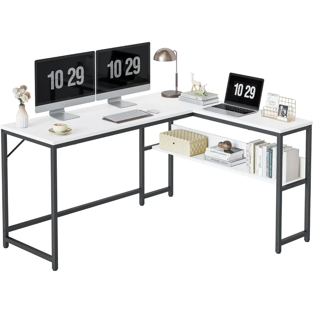 L Shaped Desk, 55.1 inch Corner Computer Desk with Storage Shelves, Home Office Desk with Bookshelf for Writing Gaming Study, W
L Shaped Desk, 55.1 inch Corner Computer Desk with Storage Shelves, Home Office Desk with Bookshelf for Writing Gaming Study, W
