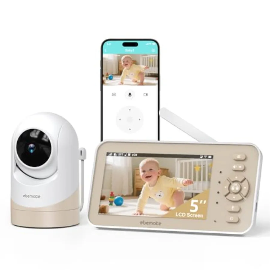 ebemate Video Baby Monitor with Camera and Audio 5 IPS Screen 30H Battery Hybrid WiFi and No WiFi Connection Pan-Tilt-Zoom Nigh
ebemate Video Baby Monitor with Camera and Audio 5 IPS Screen 30H Battery Hybrid WiFi and No WiFi Connection Pan-Tilt-Zoom Nigh