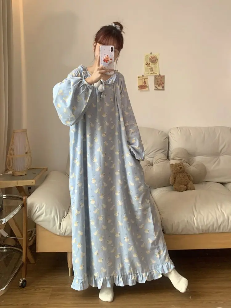 Korean Cute Long-sleeved Nightgown for Women in Spring Autumn New Printed Cartoon Loose Pajamas Home Clothes Pajama Girl Dress
Korean Cute Long-sleeved Nightgown for Women in Spring Autumn New Printed Cartoon Loose Pajamas Home Clothes Pajama Girl Dress