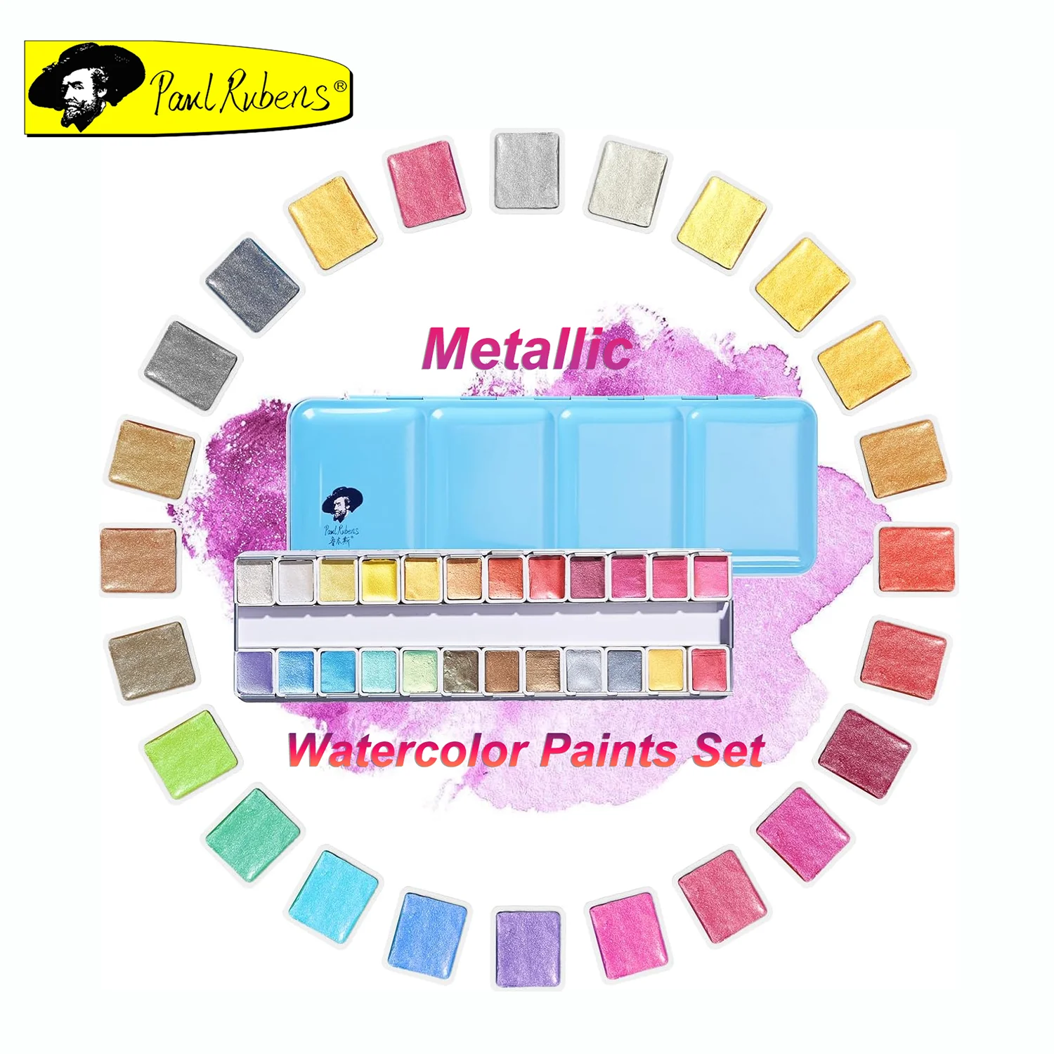 Paul Rubens Professional Watercolor Paint Set 24 Colors Pearlescent Watercolor Pigment Art Supplies Suitable for Artist Students
Paul Rubens Professional Watercolor Paint Set 24 Colors Pearlescent Watercolor Pigment Art Supplies Suitable for Artist Students