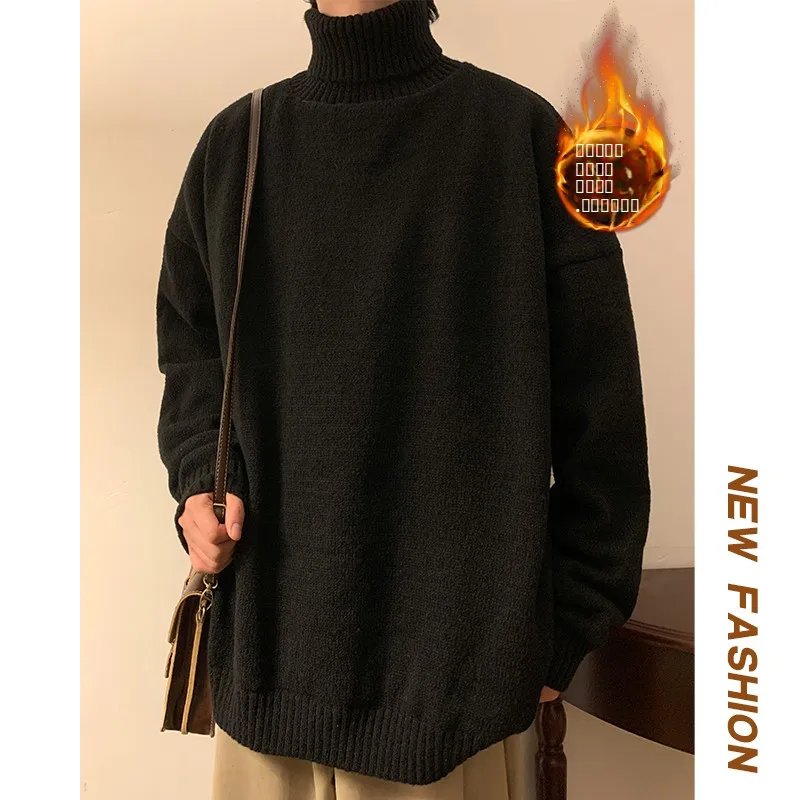 Мужской вязаный свитер Pure Bla с высоким воротником, на флисовой подкладке, зимний, оверсайз, свободного кроя, повседневный, в стиле ретро, с японским колоритом
Мужской вязаный свитер Pure Bla с высоким воротником, на флисовой подкладке, зимний, оверсайз, свободного кроя, повседневный, в стиле ретро, с японским колоритом