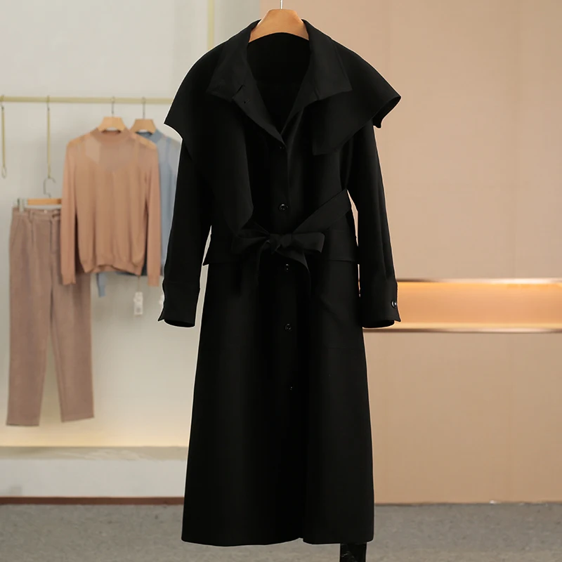 Shoulder Hanging Fiber Design Sensation Shawl Collar Windbreaker Outerwear Women's Spring Fashion New Style Long Sleeve Coat
Shoulder Hanging Fiber Design Sensation Shawl Collar Windbreaker Outerwear Women's Spring Fashion New Style Long Sleeve Coat