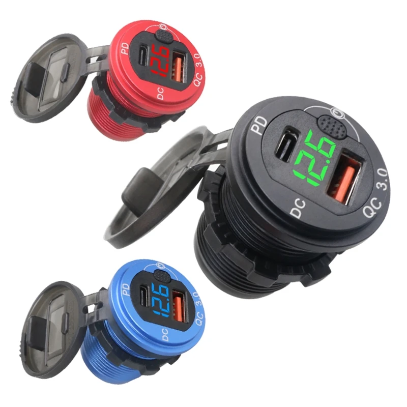 12V-24V Universal Car Charger Socket PD & QC 3.0 Quick Charger with LED Voltmeter & Button Switch Aluminum Alloy Frame Kits
12V-24V Universal Car Charger Socket PD & QC 3.0 Quick Charger with LED Voltmeter & Button Switch Aluminum Alloy Frame Kits