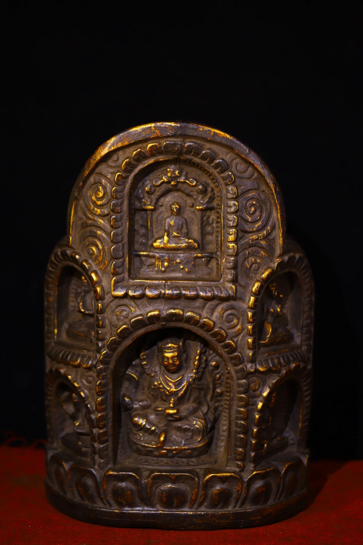 13"Tibetan Temple Collection Old Bodhi Root Wood Outline in gold Guru Rinpoche Shakyamuni Buddha Buddhist Niche Worship Hall
13"Tibetan Temple Collection Old Bodhi Root Wood Outline in gold Guru Rinpoche Shakyamuni Buddha Buddhist Niche Worship Hall