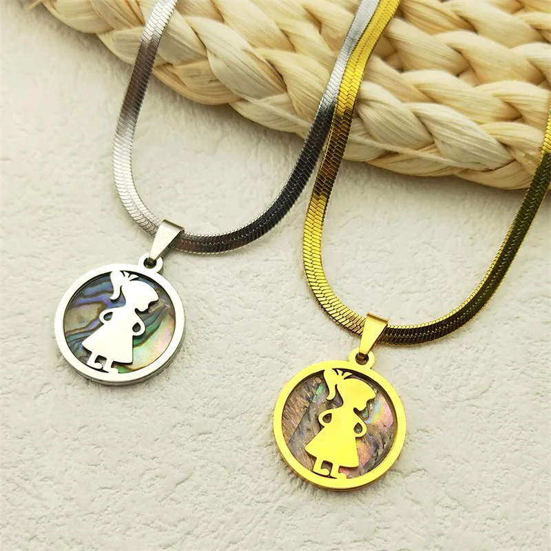 Little Girl Long Dress Pendant Necklace for Women Girls Stainless Steel Gold Silver Color Abalone Shell Female Chain Jewelry
Little Girl Long Dress Pendant Necklace for Women Girls Stainless Steel Gold Silver Color Abalone Shell Female Chain Jewelry