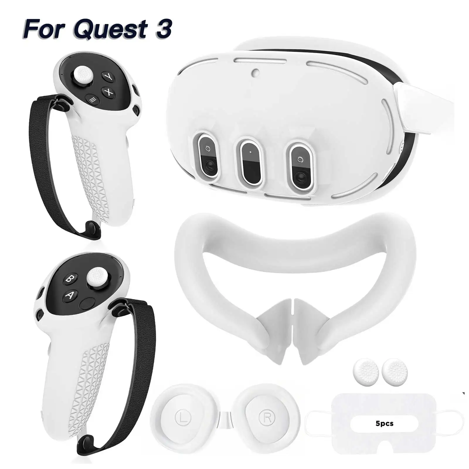 Silicone Protective Cover Set for Meta Quest 3, VR Headset Shell Controller Grip Face Cover Anti-Scratch Dustproof Accessories
Silicone Protective Cover Set for Meta Quest 3, VR Headset Shell Controller Grip Face Cover Anti-Scratch Dustproof Accessories