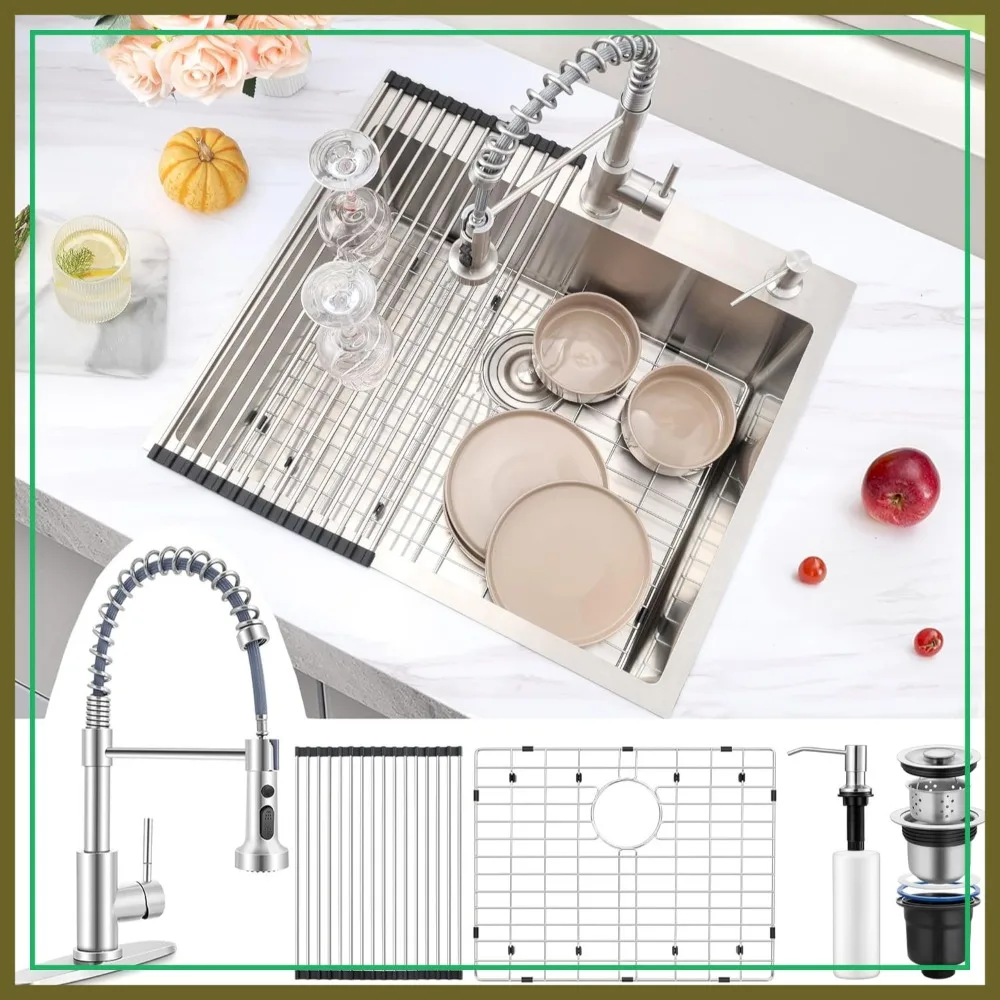 25x22 Inch Drop In Single Bowl Kitchen Sink, 10'' Deep Stainless Steel Utility Sink for RV Bar Outdoor Farmhouse Laundry Room
25x22 Inch Drop In Single Bowl Kitchen Sink, 10'' Deep Stainless Steel Utility Sink for RV Bar Outdoor Farmhouse Laundry Room
