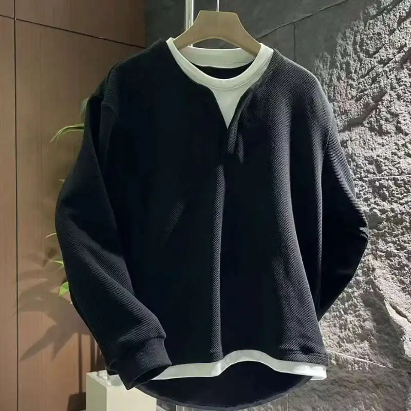 New High-end Fake Two-piece Spliced Casual Hoodie for Men Trendy and Fashionable Simple and Versatile Long Sleeved Base Shirt
New High-end Fake Two-piece Spliced Casual Hoodie for Men Trendy and Fashionable Simple and Versatile Long Sleeved Base Shirt