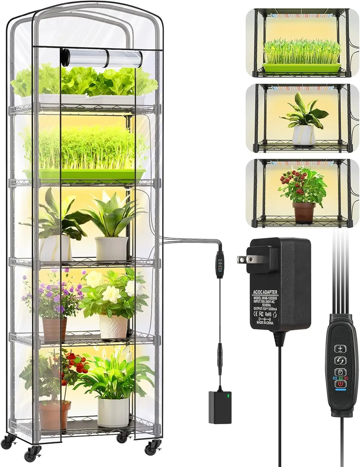 5-уровневая мини-комнатная теплица с освещением для выращивания растений, регулируемыми полками и крышкой из ПВХ для растений, семян, 16,5x11,4x56,3 дюйма
5-уровневая мини-комнатная теплица с освещением для выращивания растений, регулируемыми полками и крышкой из ПВХ для растений, семян, 16,5x11,4x56,3 дюйма