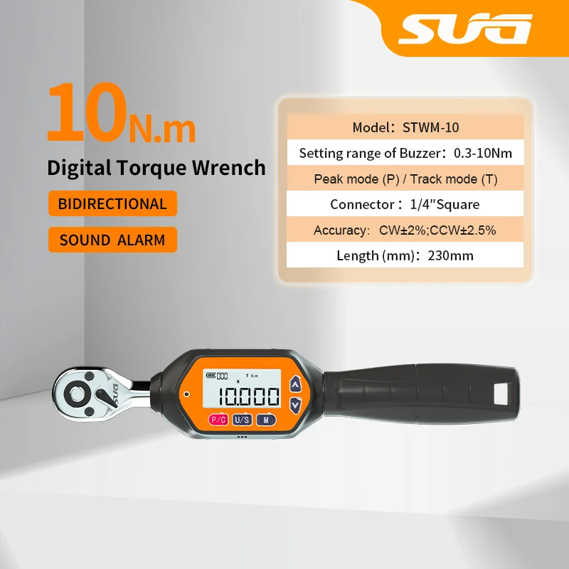 SUG Digital Torque Wrench 1/4-inch Drive 0.3-10 Nm , 0.22-7.37 ft-lbs (2.65-88.5 inch pound) with Buzzer & LED car accessories
SUG Digital Torque Wrench 1/4-inch Drive 0.3-10 Nm , 0.22-7.37 ft-lbs (2.65-88.5 inch pound) with Buzzer & LED car accessories