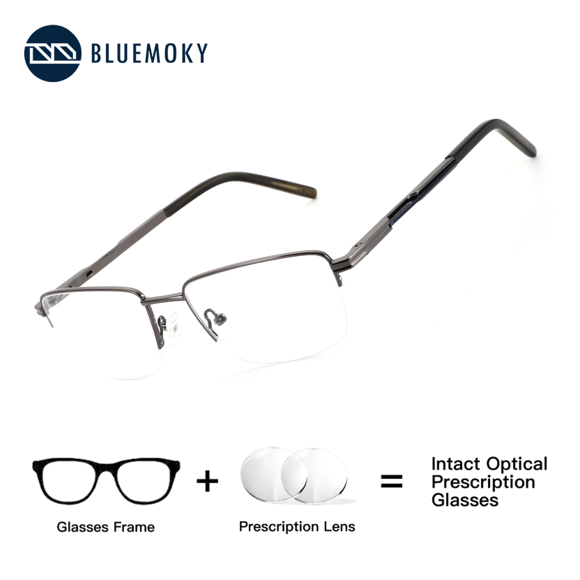 BLUEMOKY Metal Rectangular Half Frame Prescription Glasses,Men's Customized Vision Glasses,Multifocal Myopia Photochromic Lenses
BLUEMOKY Metal Rectangular Half Frame Prescription Glasses,Men's Customized Vision Glasses,Multifocal Myopia Photochromic Lenses