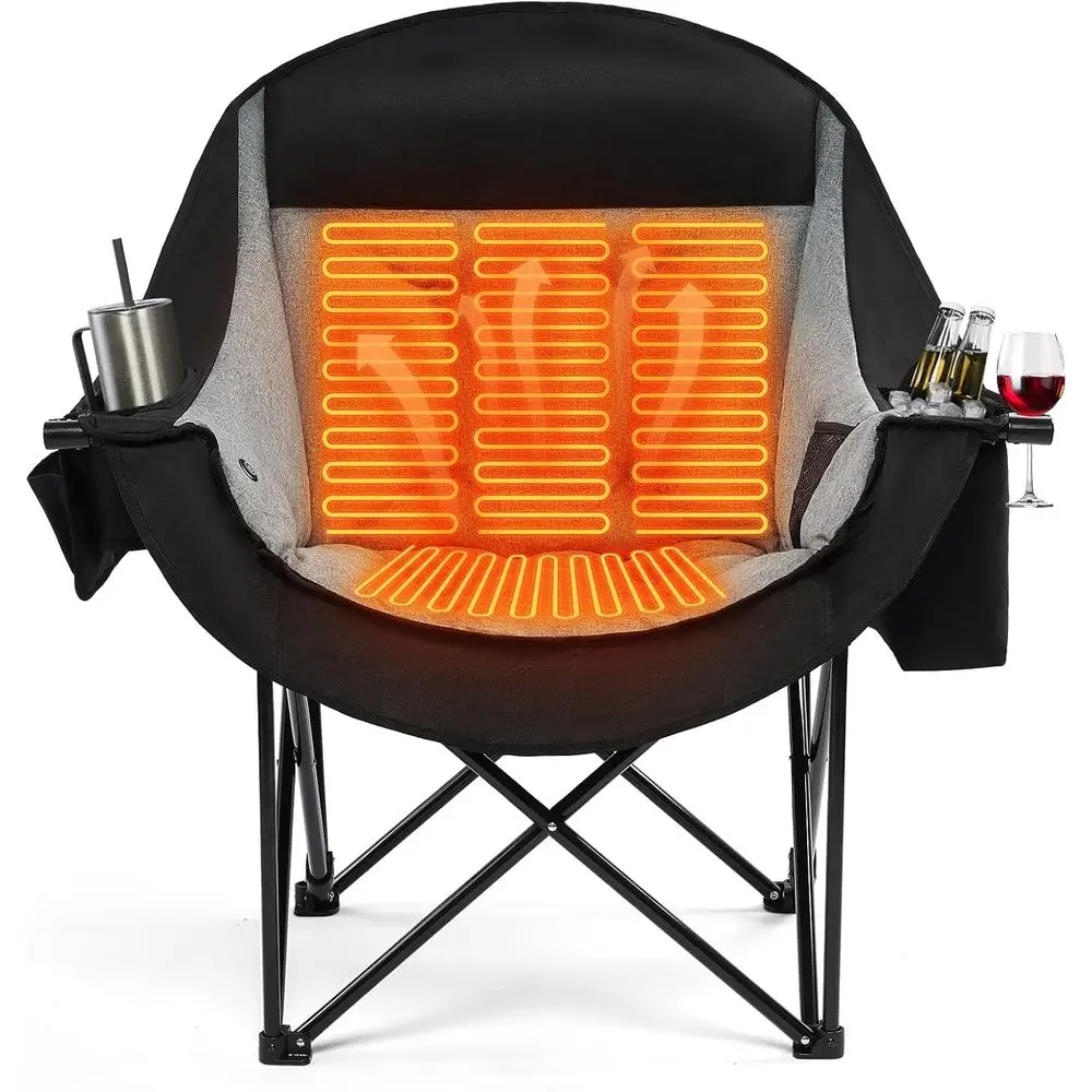 Oversized Comfort Camping Chair with Wide Seat, Adjustable Heating, Cooling Pocket, Side Pocket, Cup Holder, and Carry Bag
Oversized Comfort Camping Chair with Wide Seat, Adjustable Heating, Cooling Pocket, Side Pocket, Cup Holder, and Carry Bag
