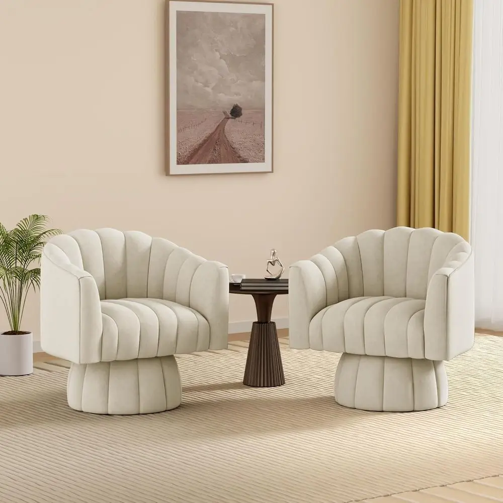 Pair of 360° Swivel Barrel Chairs with Velvet Upholstery, Ideal for Living Room, Bedroom, or Waiting Area (Beige)
Pair of 360° Swivel Barrel Chairs with Velvet Upholstery, Ideal for Living Room, Bedroom, or Waiting Area (Beige)