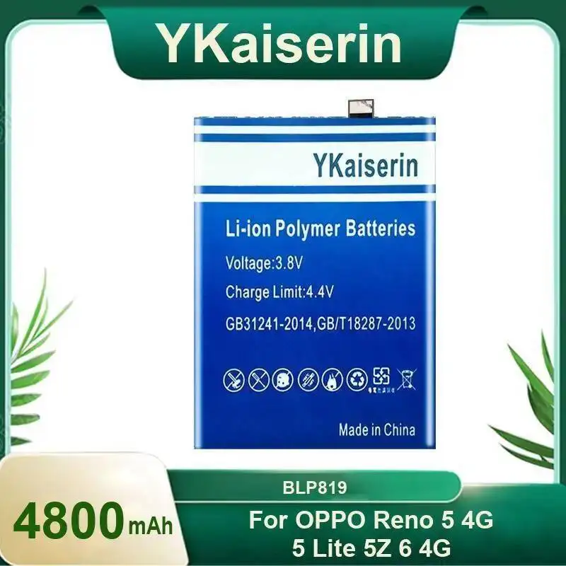 Для Oppo Reno 5 4G Lite 5Z 6 BLP819 надежный аккумулятор мобильного телефона 4800 мАч
Для Oppo Reno 5 4G Lite 5Z 6 BLP819 надежный аккумулятор мобильного телефона 4800 мАч