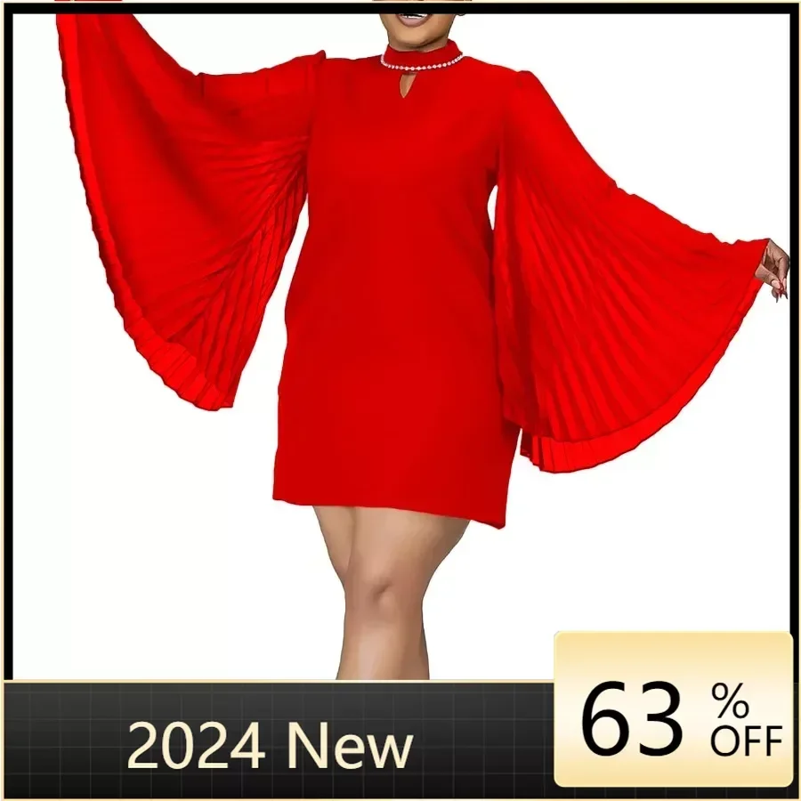 African Dresses for Women Summer Fashion African Long Pleat Sleeve Polyester Yellow Red Black Mini Dress Dshiki Africa Clothing
African Dresses for Women Summer Fashion African Long Pleat Sleeve Polyester Yellow Red Black Mini Dress Dshiki Africa Clothing